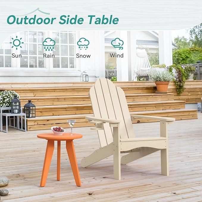 HDPS Outdoor Side Table, Small Round Side Table Weather-Resistant, Outdoor Side Tables for Patio, Porch, Deck, End Table for Plant Stand, Living Room, Bedroom, Orange - Image 4