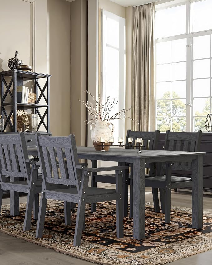 YEFU Patio Dining Chairs Set of 4: All Weather Outdoor Dining Chairs with Wide Curved Seat and Backrest - Outdoor Furniture Plastic for Outside Backyard/Garden/Porch/Deck 350lbs Capacity Grey - Image 6