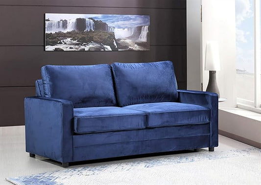 Rosina Convertible Sleeper Sofa with Innerspring Mattress and Durable Metal Frame, 500 lb Capacity, Mid-Century Velvet Pull Out Couch Bed, 70" Wide, Full Size, Cobalt Blue