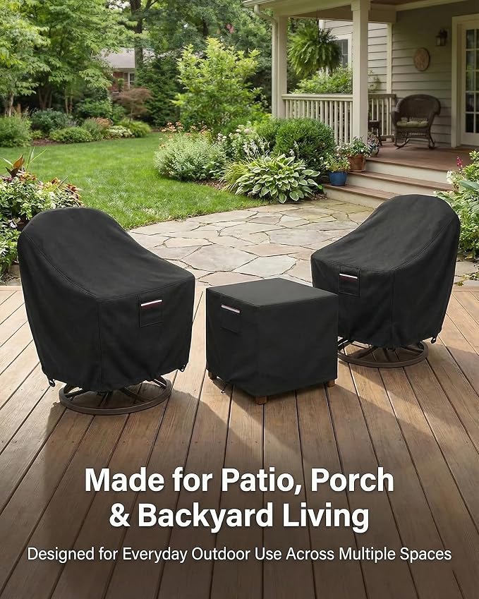 Patio Furniture Covers Set for 3-Piece Bistro Sets, Heavy-Duty 600D Waterproof Outdoor Furniture Covers for 2 Chairs & Coffee Table, UV Resistant, All-Season Protection for Patio, Porch Backyard,Black - Image 5