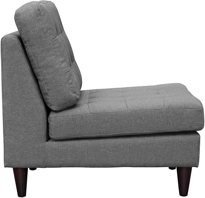 Modway Empress Mid-Century Modern Upholstered Fabric Side Armless Lounge Accent Chair in Gray