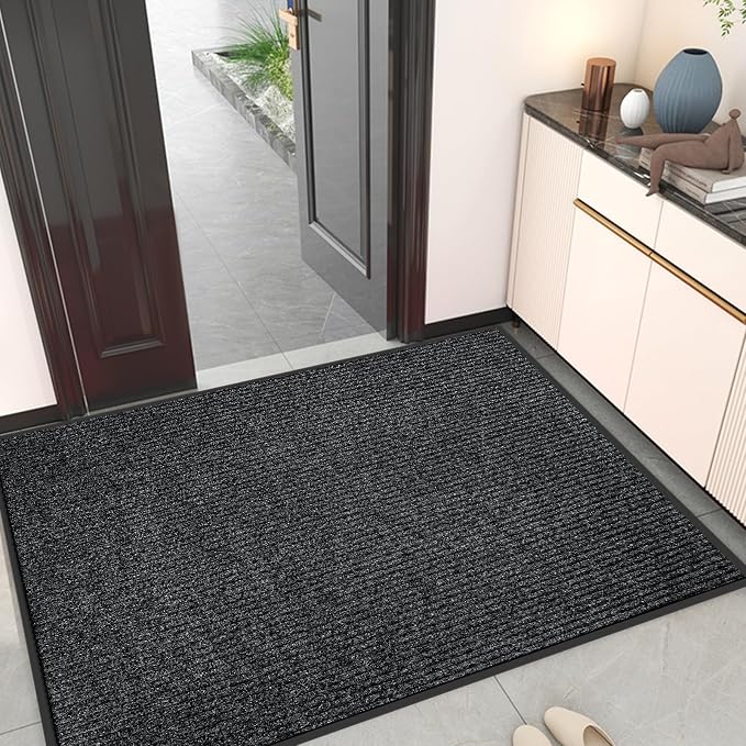 Kuyal Front Door Mat, 2'x4' Indoor Outdoor Entrance Mat, Commercial Floor Mats Inside Outside Entrance, Heavy Duty Durable Welcome, Rubber Backing Non Slip Outdoor Mats for Entryway,Black - Image 2