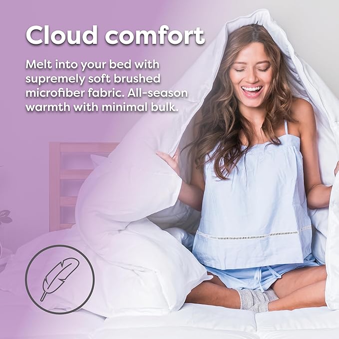 HOSPITOLOGY PRODUCTS Reversible Blue / Gray Comforter Twin Hypoallergenic Duvet Insert Microfiber All Season Goose Down Alternative Quilted - Corner Loops - Box Stitched - Washable - 64" W x 86" L