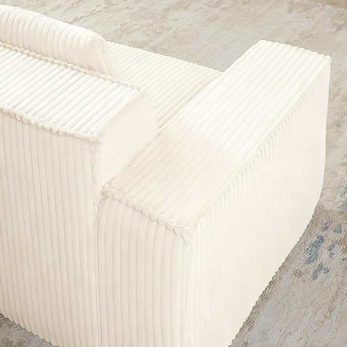 L-Shaped Corner Corduroy Sectional Sofa 4 Seat Modular Boneless Sofa Foam Cloud Couch with Movable Ottoman and Toss Pillows,Modern Deep Seat Convertible Chaise Sofa