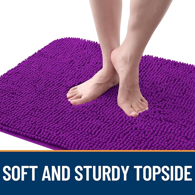 OLANLY Dog Door Mat for Muddy Paws 30x20, Absorbs Moisture and Dirt, Absorbent Non-Slip Washable Doormat, Quick Dry Chenille Mud Mat for Dogs, Entry Indoor Entryway Carpet for Inside Floor, Purple - Image 4