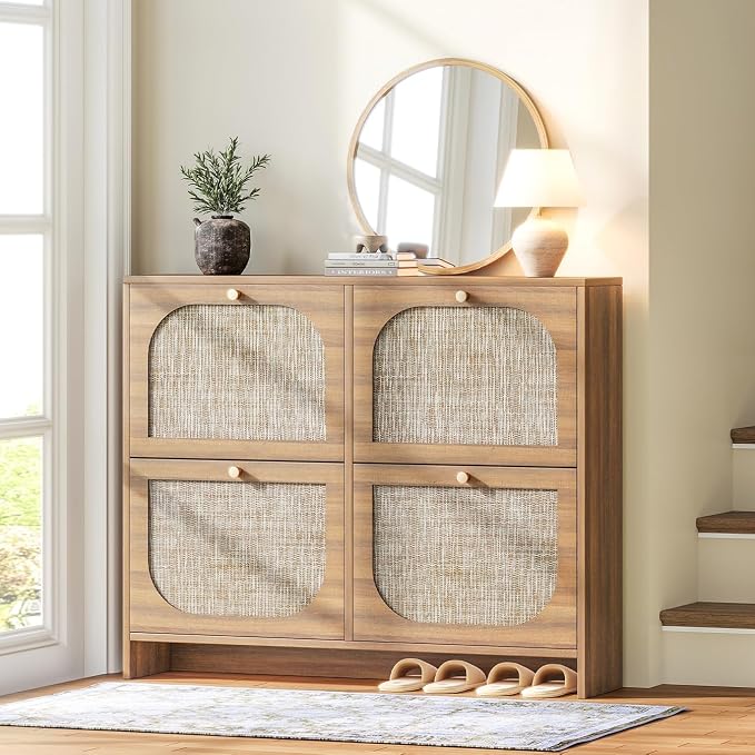 Nicetree Shoe Cabinet Storage for Entryway, Narrow Shoe Organizers with 4 Flip Drawers, Freestanding Large Shoe Rack with 3-Tier Adjustable Shelves for Hallway Entryway Foyer by Nicetree