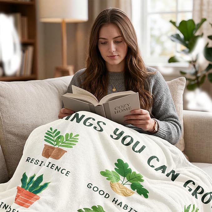 Mental Health Gifts for Women Men, Flannel Soft Inspirational Blanket Decor, Therapist Gift, Encouragement Meaningful Mindfulness Positive Uplifting Gifts for Women Men - 50" x 60"