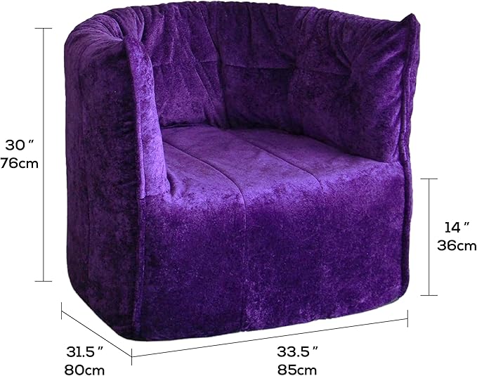 N&V Mid Century Brigantin Deep Relaxation Sofa, Soft Premium Chenille, for Living Room Bedroom and Office (Royal Purple, Single)