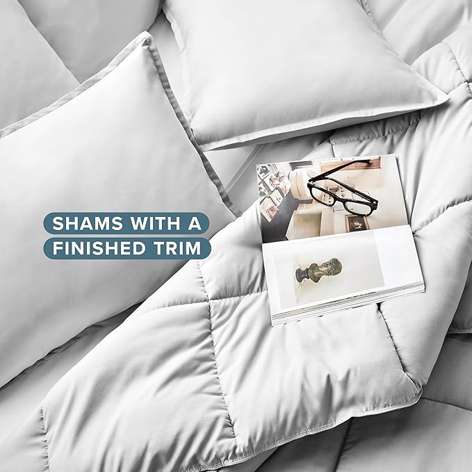 Bare Home Comforter Set - Twin/Twin Extra Long Size - Ultra-Soft - Goose Down Alternative - Premium 1800 Series - All Season Warmth (Twin/Twin XL, Cloud Grey)