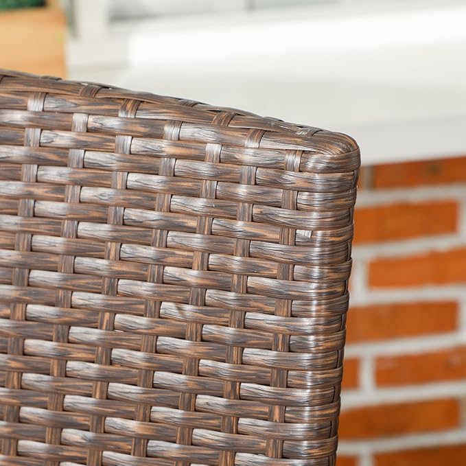Outsunny Stackable PE Rattan Outdoor Dining Chairs with Cushions, Set of 2 Wicker Kitchen Chairs with Armrests and Backrest for Patio, Deck, Blue - Image 8