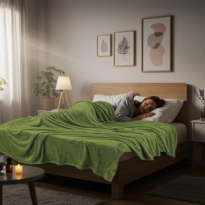 Utopia Bedding Fleece Blanket Twin Size Olive (60x80 Inches) Ultra Soft Warm Lightweight Microfiber Breathable Anti-Static Cozy Bed Blanket, All-Season Home Decor Gift for Men & Women