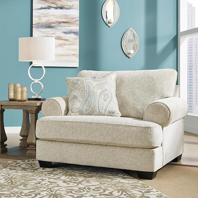 Signature Design by Ashley Monaghan Classic Upholstered Oversized Chair with Reversible Cushion, Beige