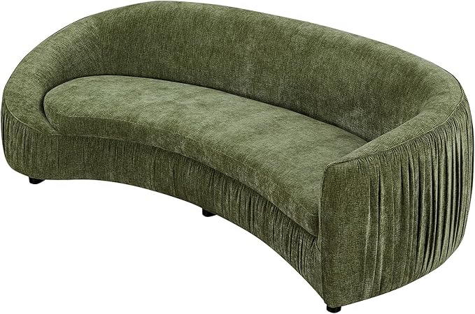 92.13" Modern Curved Shaped Sofa, Comfor Upholstered Fabric 4-Seat Couch for Living Room and Apartment, No Need to Assembly,Green