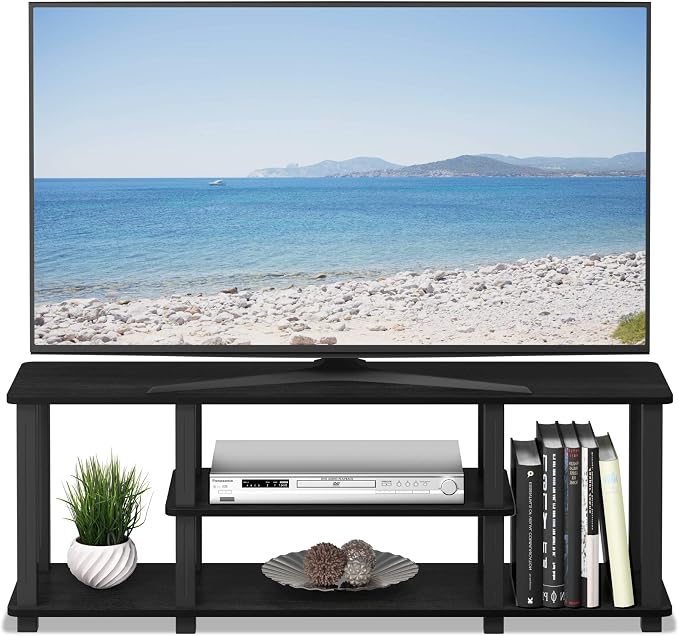 Furinno ‎20 Pounds Turn-N-Tube No Tools 3D 3-Tier Entertainment TV Stand up to 50 inch TV, Square Tubes, Americano/Black - Image 2