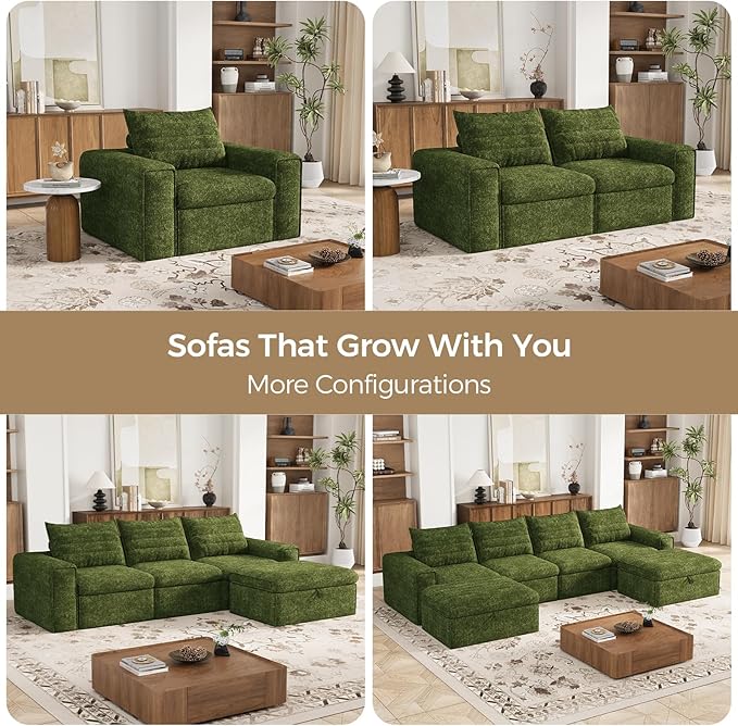77" Cloud Loveseat Sofa, Deep Seat Couch with Pillows, Modern Comfortable Upholstery Boneless Sofa, 1 piece for Living Room, Bedroom, Apartment, Removable Cover，No Assembly Required, Algae Green