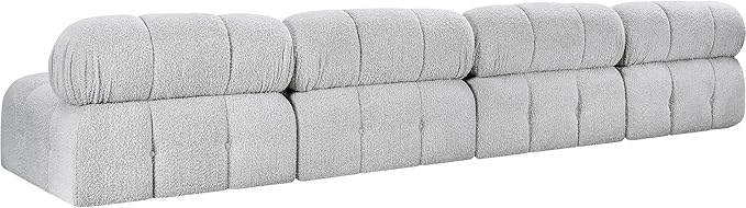 Meridian Furniture 611Grey-S136B Ames Collection Modern | Contemporary Modular Sofa with Rich Grey Boucle Fabric, Modular to Create Infinite Configurations, 136" W x 34" D x 28" H, Grey