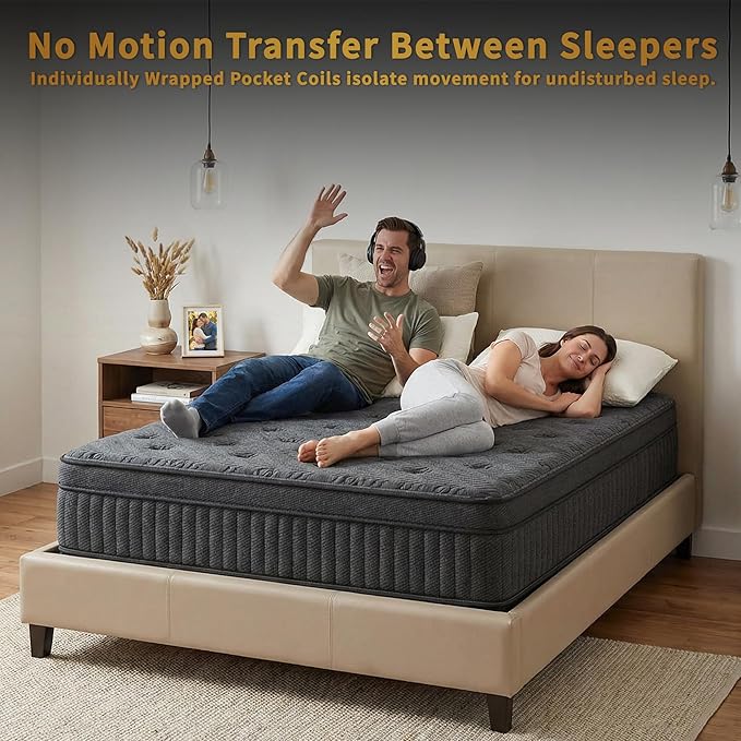 King Size Mattress - 12 Inch King Mattress- Hybrid Memory Foam Mattress,Pressure Relief, Cooling Breathable Cover, CertiPUR-US Certified, Bed-in-a-Box