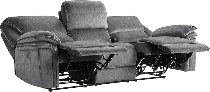 Lexicon Braddock Wall-Hugger Manual Reclining Living Room Set, 3-Piece, Gray
