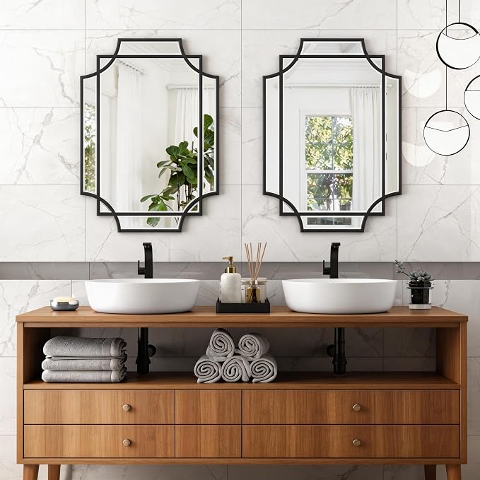Bathroom Mirrors for Over Sink, 20x28 Inch Framed Mirrors for Wall, Black Bathroom Vanity Mirror, Rectangle Farmhouse Mirror Decorative, Entryway, Living Room Decor - Image 4