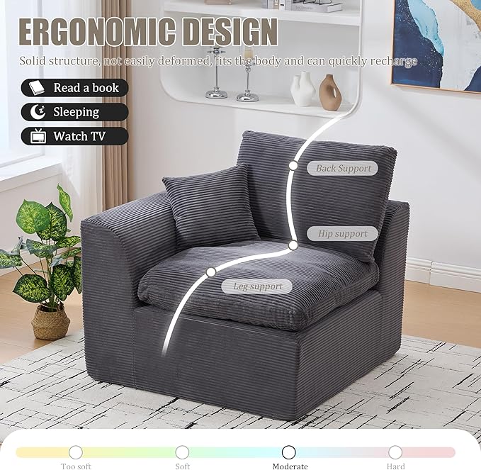 80.3" Cloud Loveseat Boneless Sofas for Living Room, 2 Seaters Modular Foam Cloud Sofa Couches, 2 Seat Compression Foam Couch with Toss Pillows, No Assembly Required