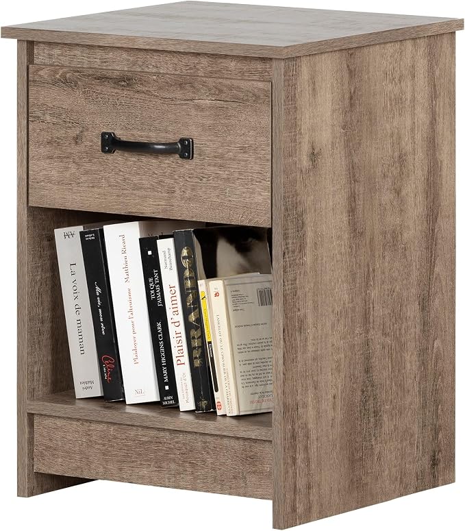 South Shore Tassio 1-Drawer Nightstand-Weathered Oak - Image 7