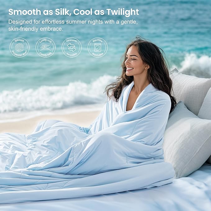 Love's cabin Cooling Comforter King Size, Double Sided Cooling Blankets for Hot Sleepers, Q-Max>0.4 Instant Cool-to-Touch, 2X Breathable & Moisture-Wicking, Oeko-TEX Certified, 108"x90" Blue