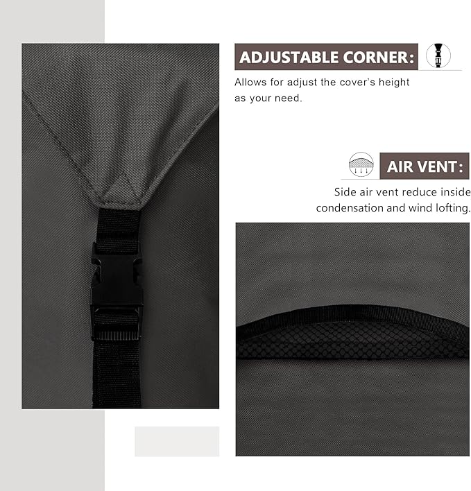 ULTCOVER 600D Tough Canvas Heavy Duty Square Patio Table and Chair Cover - Waterproof Outdoor General Purpose Furniture Covers 74 inch, Black - Image 5