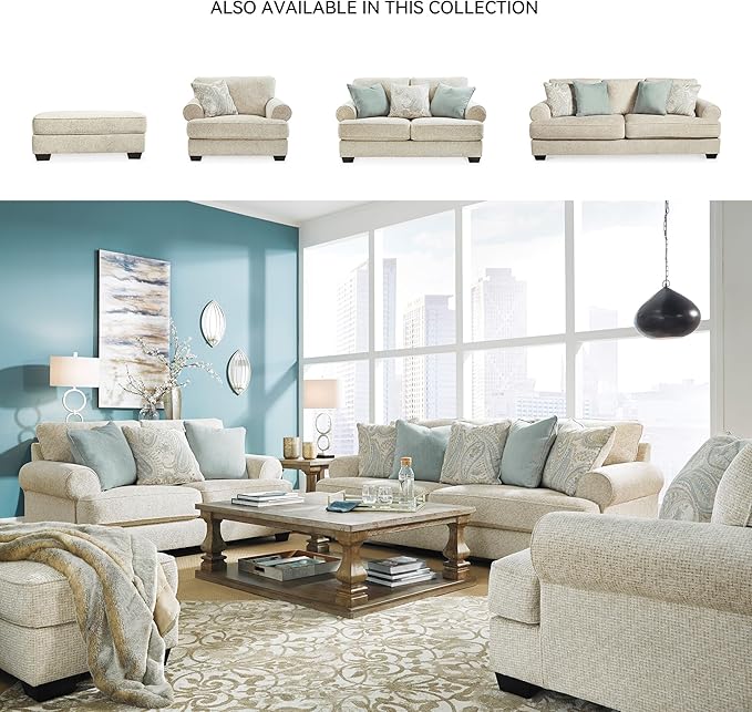 Signature Design by Ashley Monaghan Classic Upholstered Ottoman, Beige