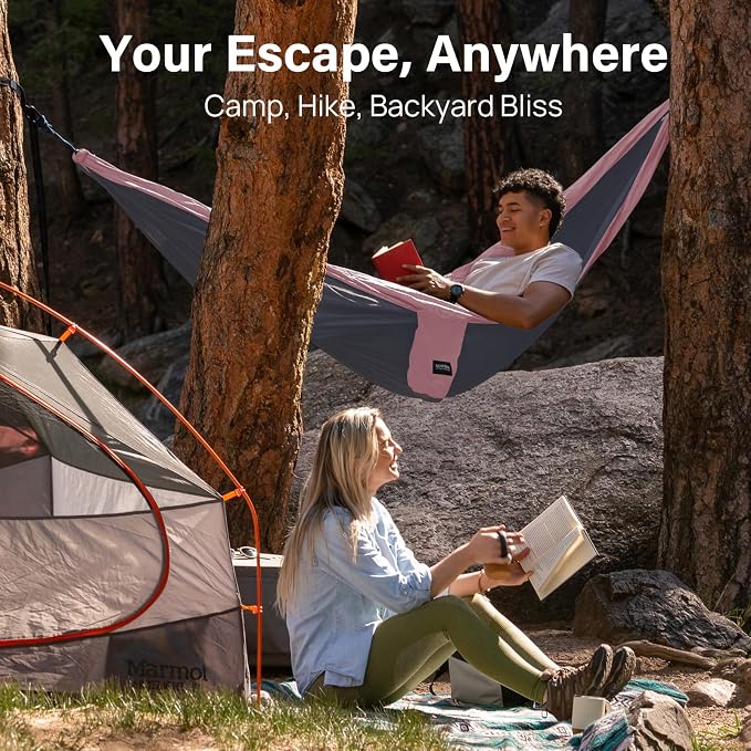 Kootek Camping Hammock, Portable Hammocks with Tree Straps & Attached Carry Bag, Camping Essentials Gear, Perfect for Outside Indoor Hiking Beach Backpack Travel - Image 7