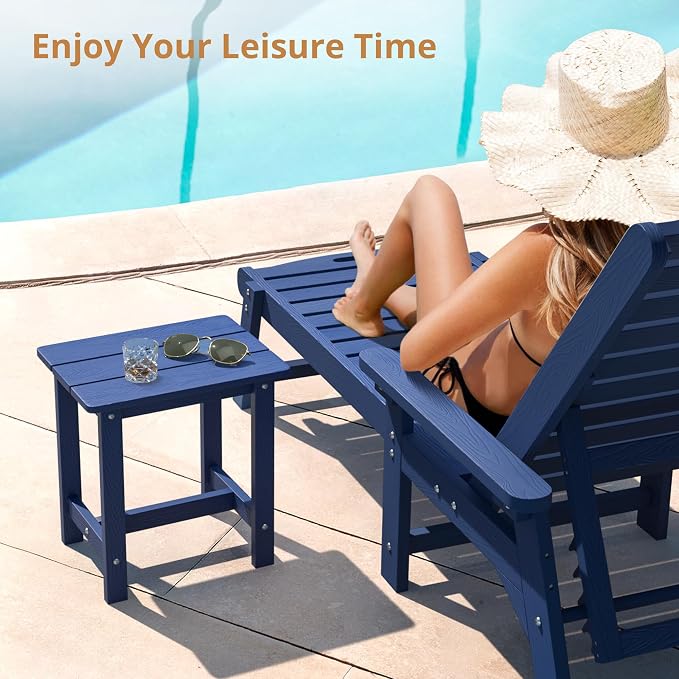 LUE BONA Outdoor Side Table Set of 2, HDPS Small Outdoor Table, Adirondack Side Table, Outside End Table for Patio, Porch, Deck, Pool, Weather Resistant/Easy Maintenance/Indoor or Outside Use, Navy - Image 7