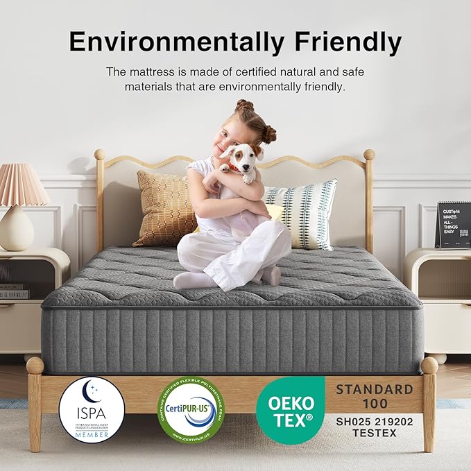 Novilla Twin XL Mattress 6 Inch for Kids,XL Twin Size Hybrid Mattress with Bonnell Coil & Gel Memory Foam for Cooling Comfort & Pressure Relief CertiPUR-US Certified Mattresses in a Box
