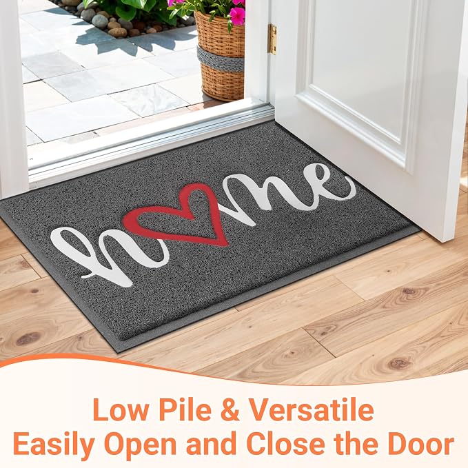 StepLively Door Mat Home Welcome Mats Outdoor and Indoor, Heavy-Duty Low-Profile Non-Slip Front Welcome Mat for Home Entrance, Outside Entry, Yard, Floor, (30''x17.5'', Grey) - Image 6