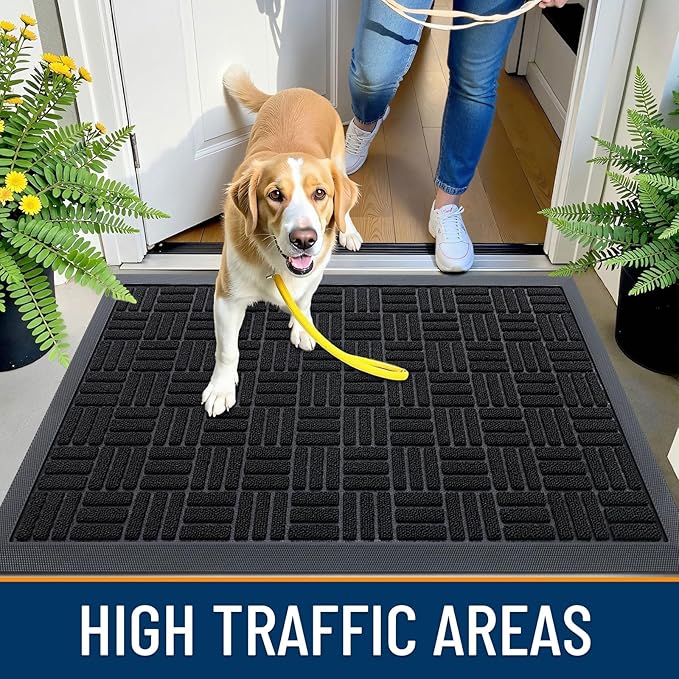 OLANLY Front Door Mat Outside Entrance 35x23, Absorbent, Heavy Duty Sturdy Natural Rubber Doormat Indoor Outdoor, Stain and Fade Resistant, Non-Slip Backing Low Profile Floor Mat for Entryway, Black - Image 6