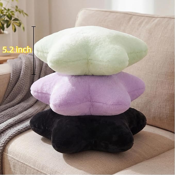 2PCS Star Pillow Set, 15.35’’ Cute Black White Decorative Star Shaped Throw Pillows for Bed Couch, Aesthetic Soft Faux Plush Pillow Cushion for Room Bedroom Decor Sofa Chair (Black&White)
