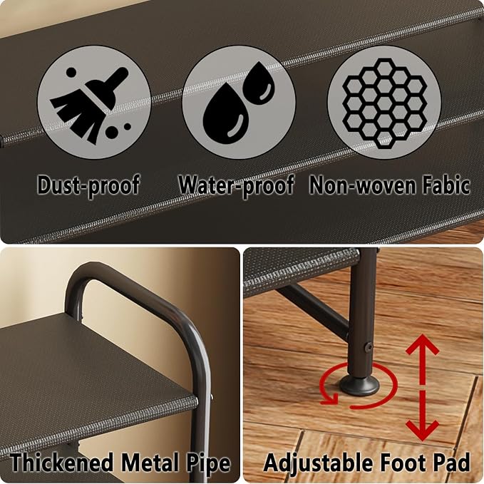 INGIORDAR Shoe Rack 3 Tier Long Storage Organizer Wide Metal Shoe Shelf for Closet Entryway Black - Image 6