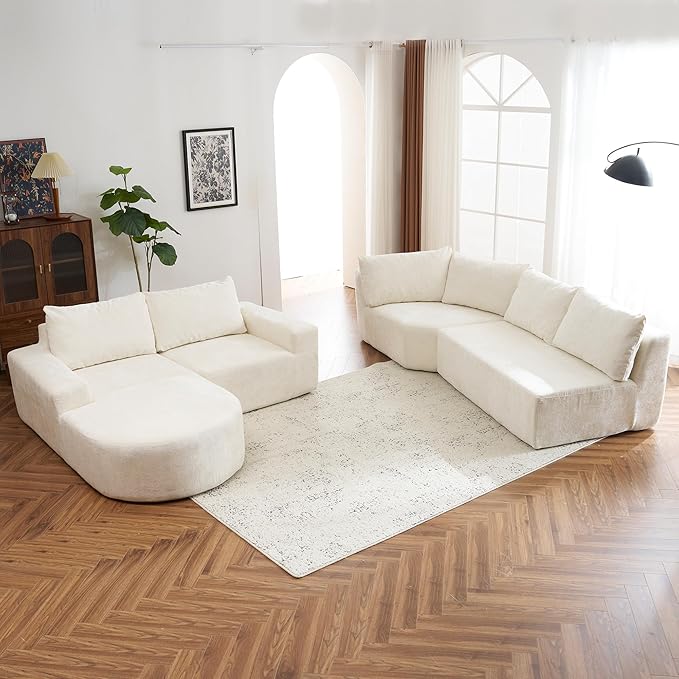 Ball & Cast Oversized Modular Sectional Sofa Cloud Couch,141.7" Modern Upholstered Couch w/Deep Seat Comfy Couches,Minimalist Sleeper Sofas,for Living Room,Apartment,Beige