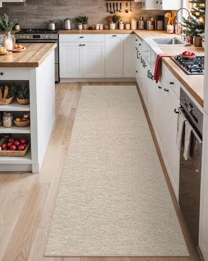 DEXI Hallway Runner Rug 2'4"x10', Non Slip Rubber Backed Runners Carpet, Ultra Thin Entryway Rugs Indoor for Kitchen Hallway Entrance Bedroom, Beige - Image 3
