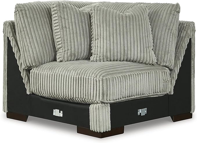 Signature Design by Ashley Lindyn Contemporary Right-Arm Facing 4-Piece Sectional with Chaise, Reversible Cushions, Armrest and Throw Pillows, Gray