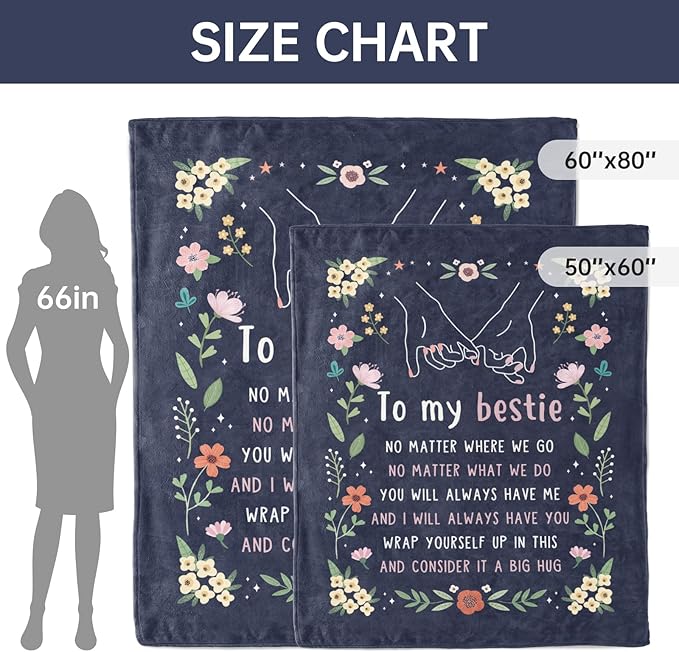 GiltGlimmer Friendship Gifts for Women Mothers Day, Best Friend Birthday Gifts for Women, Best Friend Blanket Gift, to My Bestie Throw Blanket for Christmas 80" x 60"