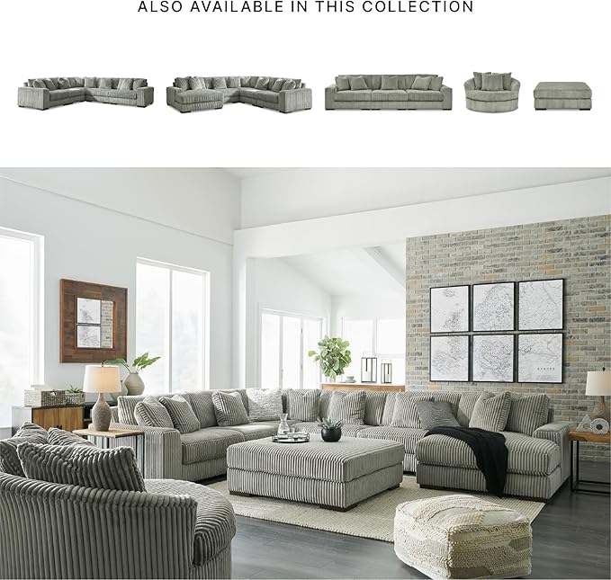 Signature Design by Ashley Contemporary Lindyn U-Shape Left-Arm Facing 6-Piece Sectional with Chaise and Reversible Cushion, Gray