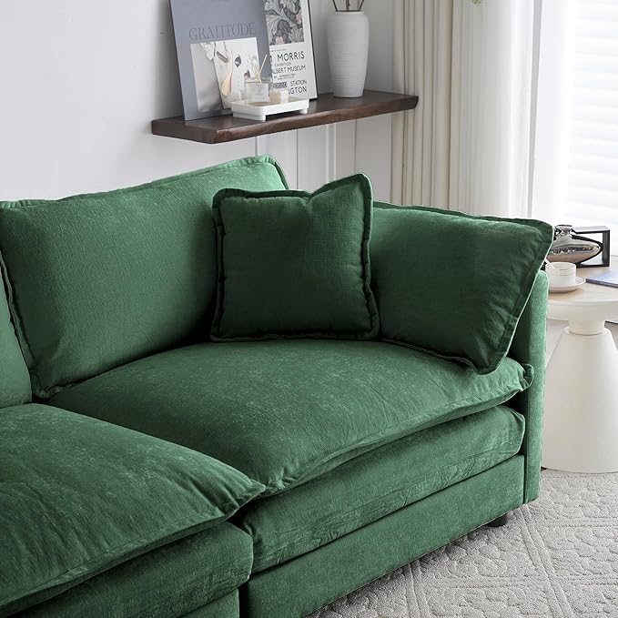 ERYE U-Shaped Oversized Sectional Sofa Modern Deep Seat Reversible Chaises Sofa&Couch with Movable Ottomans and 6 Pillows, Modular Sleeper Upholstered Couch for Living Room, Apartment, Studio, Office