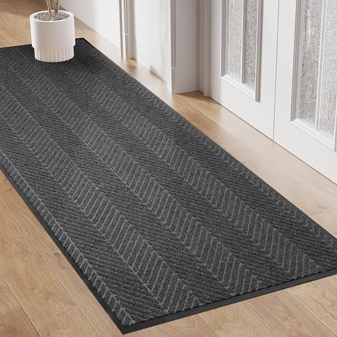 Front Door Mat Indoor Outdoor Entrance, 2' x 6' Heavy Duty Doormat for Entryway, Absorbent Low Profile Welcome Mats Non-Slip, Trap Dirt Durable Mats for Home, Patio, Garage by MYMEELY