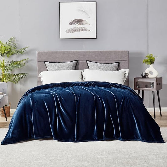 DREAMNINE Extra Large Soft Comfy Fluffy Fleece Bed Blanket King Size 90" x 108", Luxury Decorative Fuzzy Blanket for Women Girl, Big Cozy Shaggy Warm Flannel Blankets for Winter Autumn Pets, Navy Blue