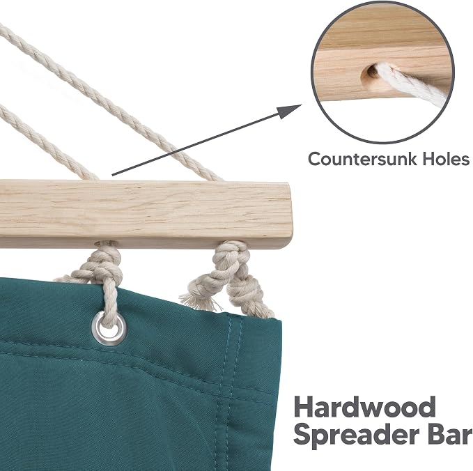 SUNCREAT Hammocks Extra Large Double Hammock with 12 ft Stand for Outside, 475lbs Capacity, Outdoor Portable Hammock with Hardwood Spreader Bar, Extra Large Pillow, Dark Green - Image 6