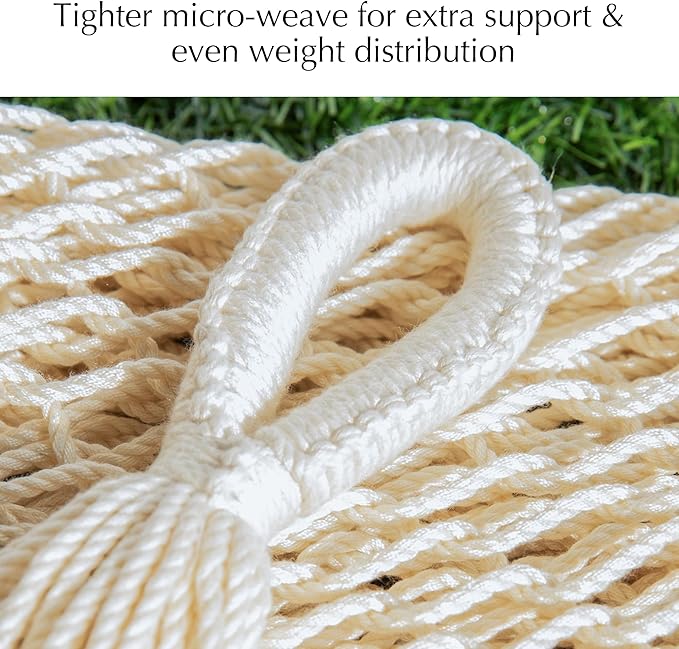 PNAEUT Handwoven Mayan Hammocks, Double Rope Hammock for Outdoor Outside & Indoor, Thick Soft 600 lbs Capacity Heavy-Duty, Includes Tree Straps, Carabiners & Carrying Bag (Nature, X-Large) - Image 5