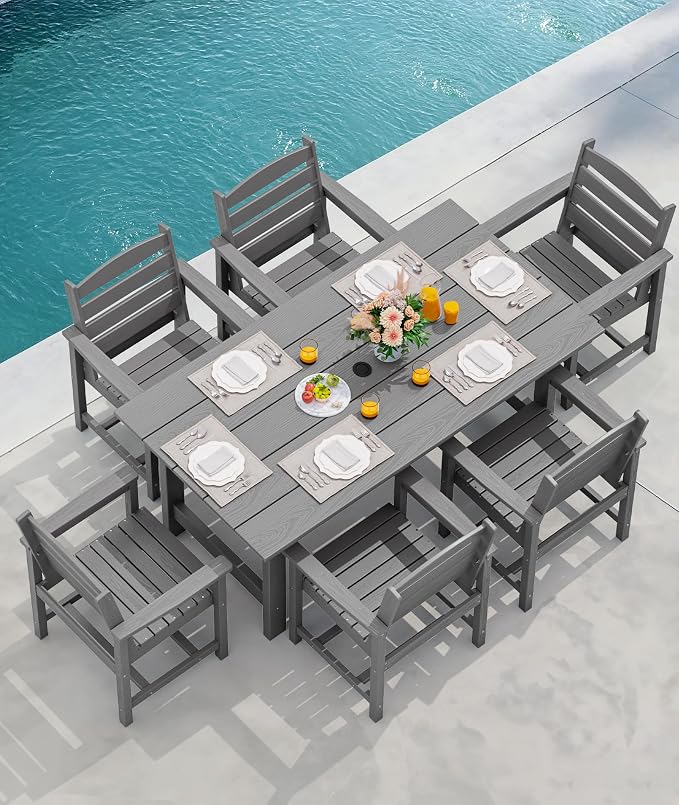 SERWALL Patio Dining Chair Set of 2, Gray - Image 6