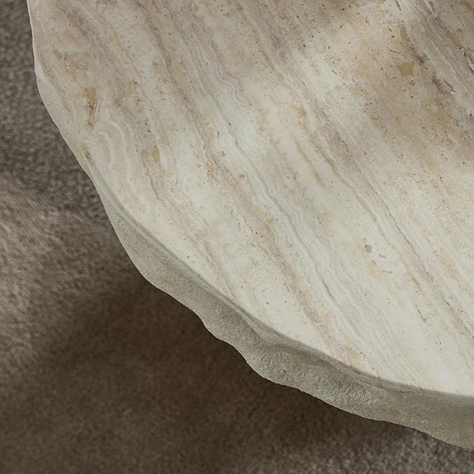 23.82" Round Side Table Small Coffee Table Faux Marble Pattern End Table Cement Stone Sofa Side Table for Living Room Apartment No Assembly
