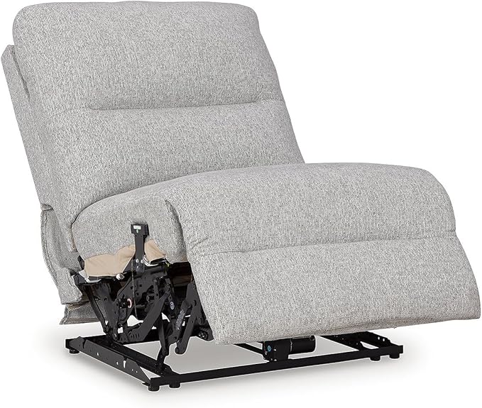 Signature Design by Ashley Acklen Place Stain Resistant Modern L-Shaped 6-Piece Power Reclining Sectional with Adjustable Headrest, USB Ports, Console, Storage and 3 Accent Pillows, Light Gray
