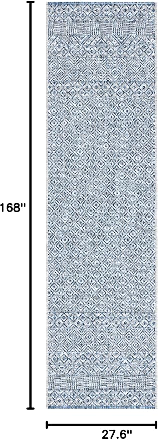 SAFAVIEH Courtyard Collection 2'3" x 14' Grey/Blue CY8235 Indoor/ Outside Waterproof Easy cleansingPatio Backyard Mudroom Runner Mat - Image 3