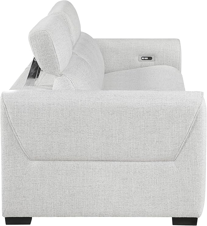 Lexicon Power Reclining Sectional Couches for Living Room-Modular Sectional Sofa, Wall Hugger, 2 Recliner Seats, Power Headrests, Charging Ports, 2 Seater Couch, Chenille Cloud